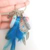 Dream catcher keychain with feather charm and agate bead bohemian keychain design